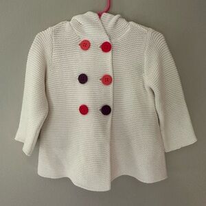 First Impressions Ivory Knit jacket  with Multicolor Buttons